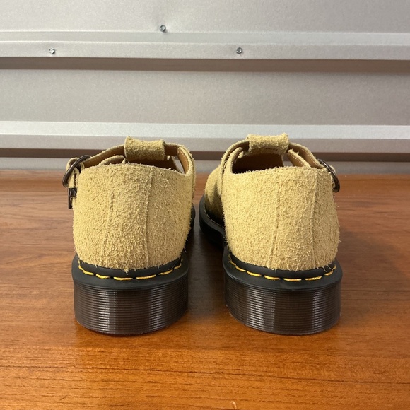 Dr. Martens Men T-Bar Yellow Tan Nappy Hairy Suede Leather Buckle Shoe Size 10 - Picture 4 of 12